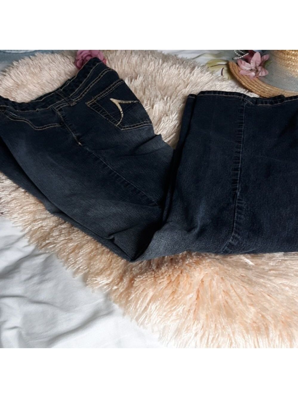Ivy boyfriend anchor blue Jeans Stretch Waist Size 9
